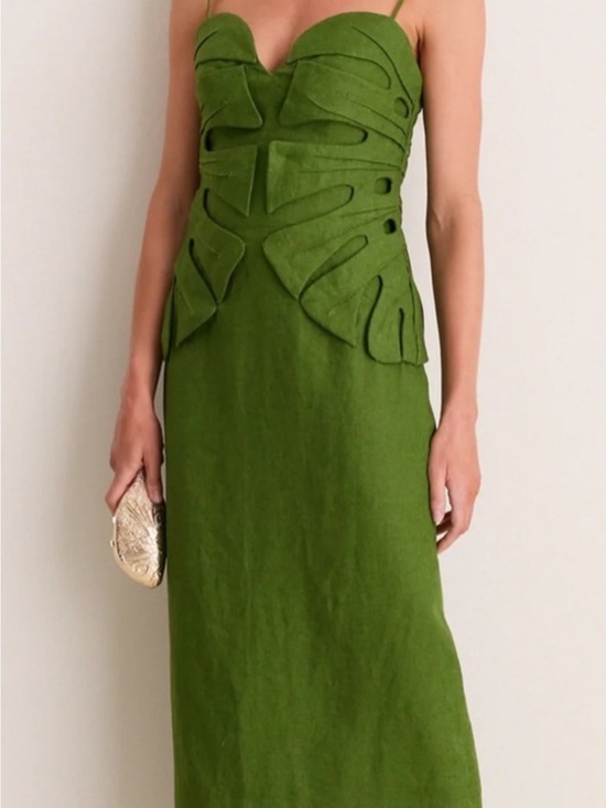 FARM Rio Dresses & Skirts - FARM Rio Green Strapless Sculpted Bodice Maxi Dress
